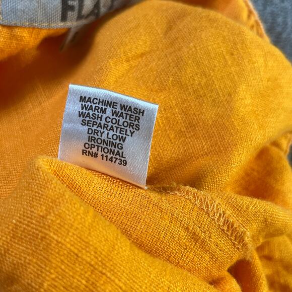 Flax Pants Womens Small Yellow Linen Cropped Pull On Lagenlook Travel Vacation - Picture 8 of 11